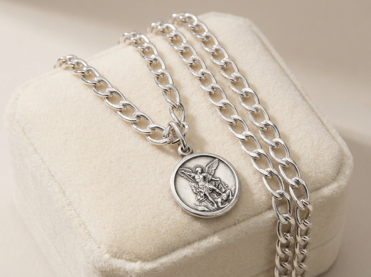 Cadenas calabrote de plata de ley con medalla religiosa, novedad Doña Sol