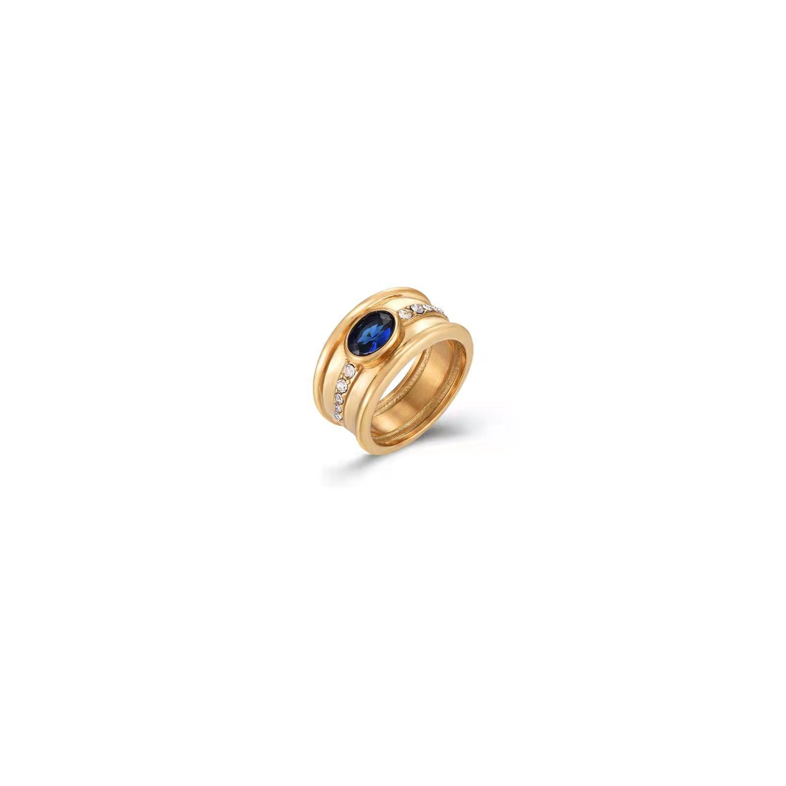 Anillo Ingrid de acero inoxidable con circonitas, Doña Sol