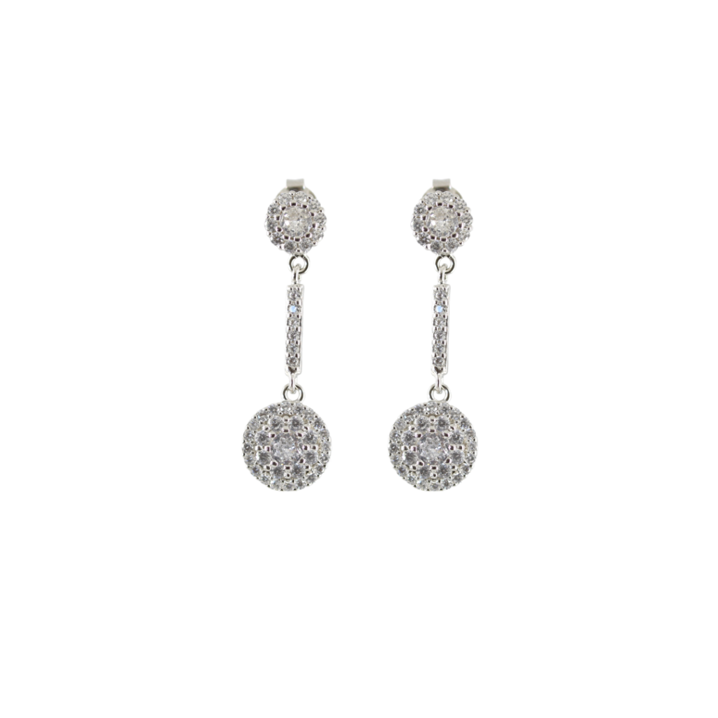 Pendientes de plata de ley Balmoral con circonitas blancas, Doña Sol