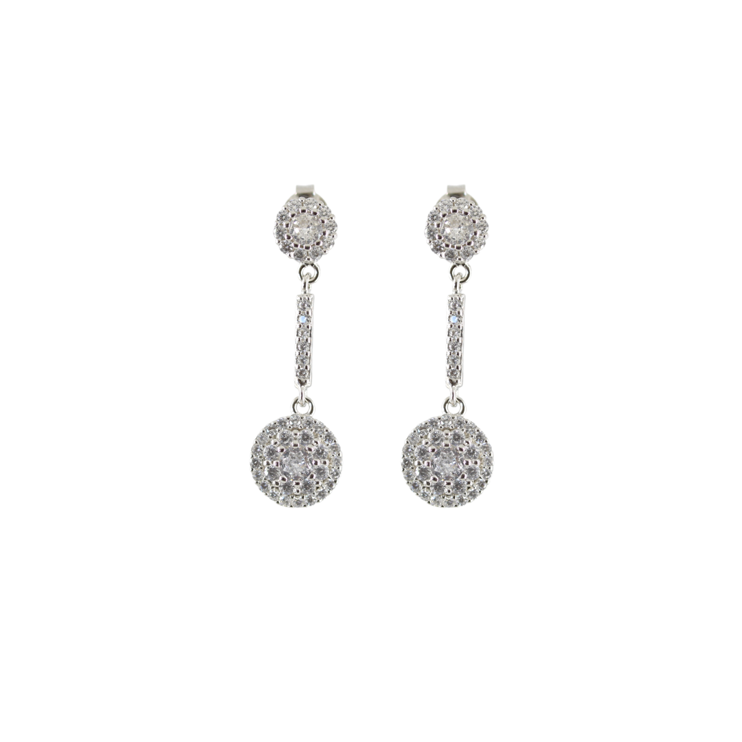 Pendientes de plata de ley Balmoral con circonitas blancas, Doña Sol