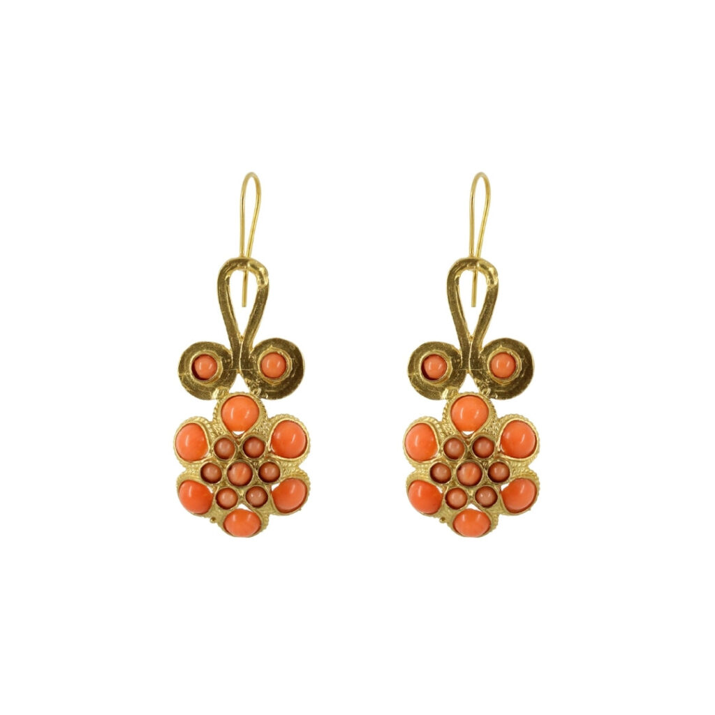 Pendientes de flamenca Flor Coral de Doña Sol