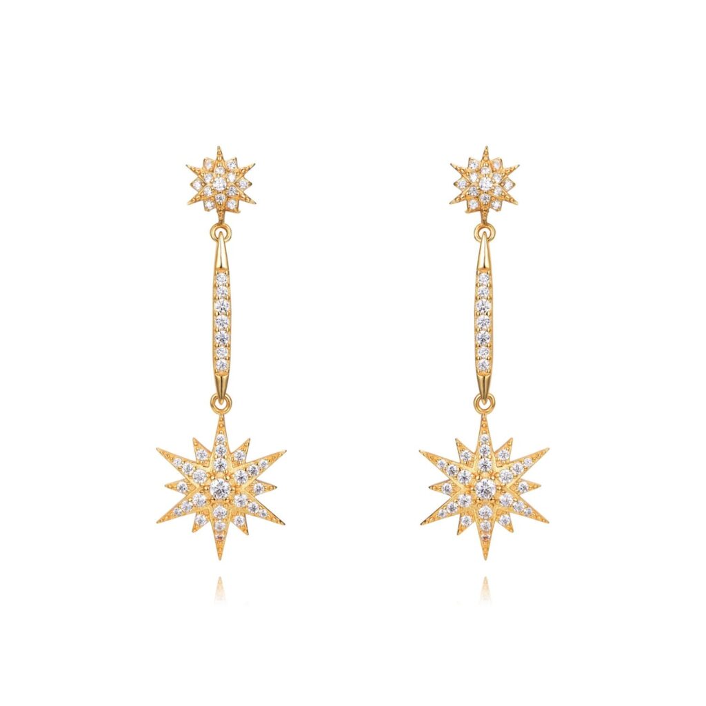 Pendientes dorados Linx Oro con circonitas de Doña Sol