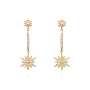 Pendientes dorados Linx Oro con circonitas de Doña Sol