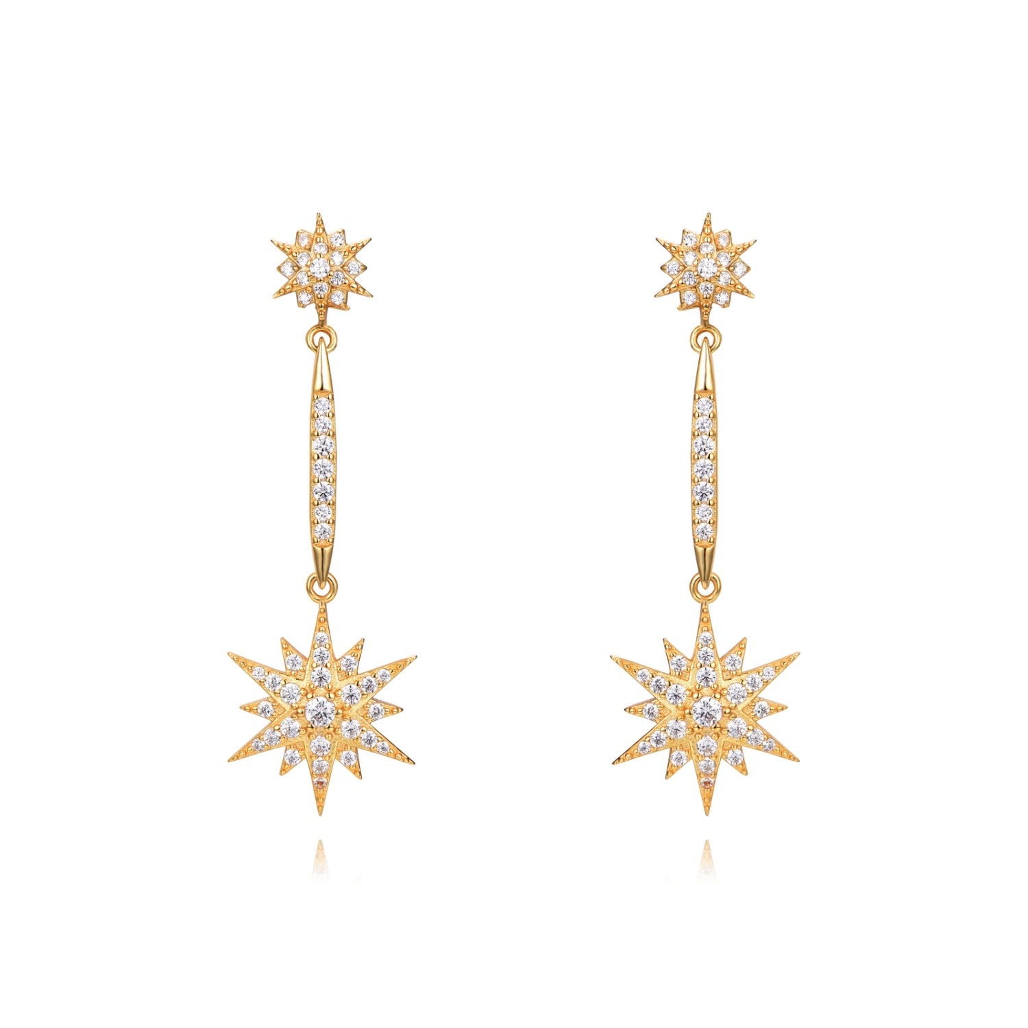Pendientes dorados Linx Oro con circonitas de Doña Sol