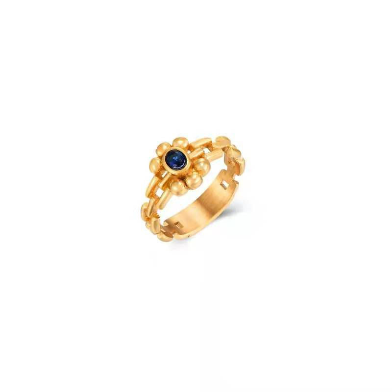 Anillo de bisutería Anillo Clotilde con circonita azul marino, Doña Sol