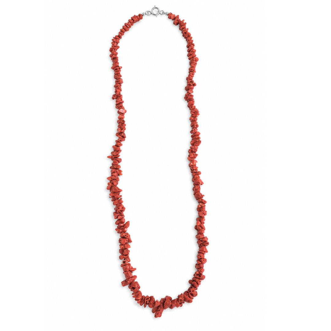 Collar Coral Natural de Doña Sol, joyas de coral engarzadas a mano con cierre de plata 925